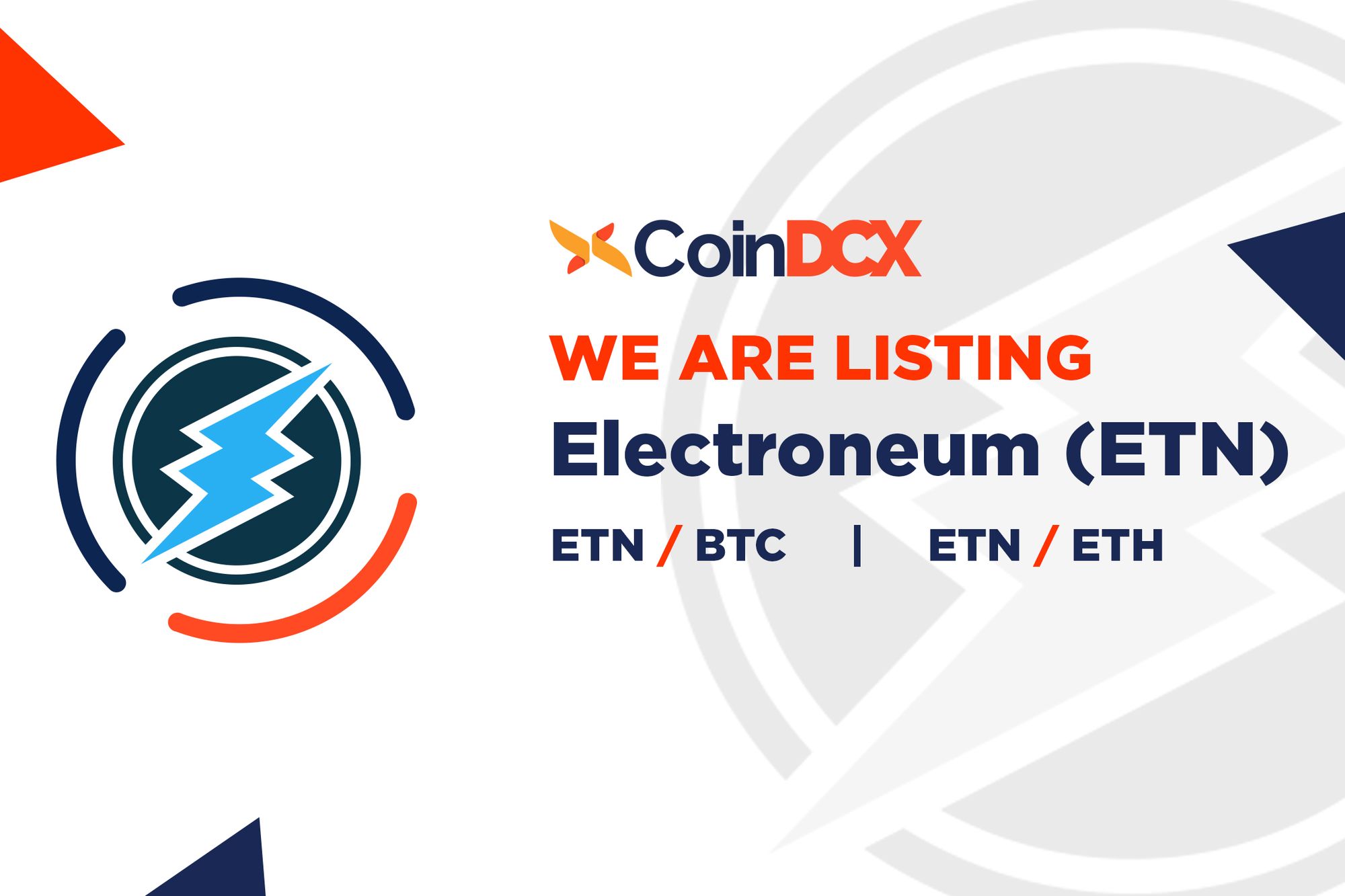 CoinDCX lists Electroneum (ETN)
