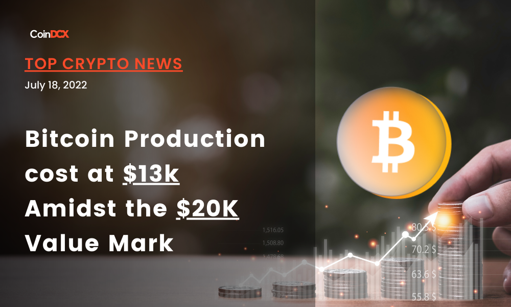 Top Crypto News: Bitcoin Production Cost at $13k Amidst the $20K Value Mark