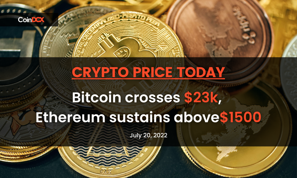 Crypto Price Today: Bitcoin crosses $23k, Ethereum sustains above $1500