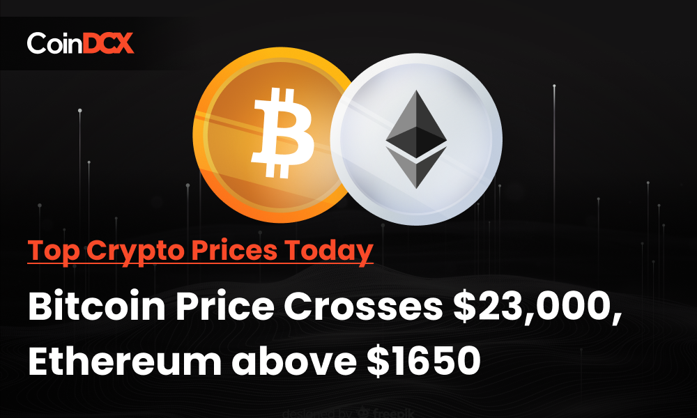 Top Crypto Prices Today: Bitcoin Price Crosses $23,000, Ethereum above $1650